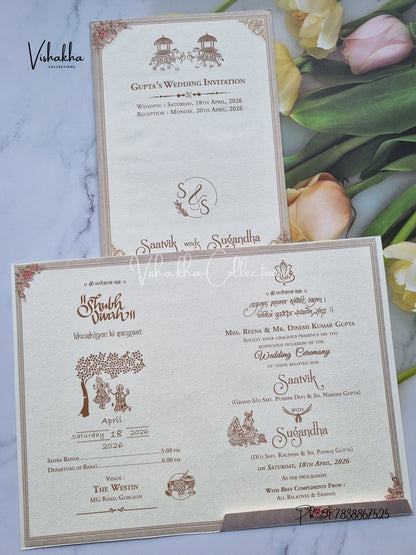 Flower Hindu Muslim Christian Sikh invitation Cards CR-7001