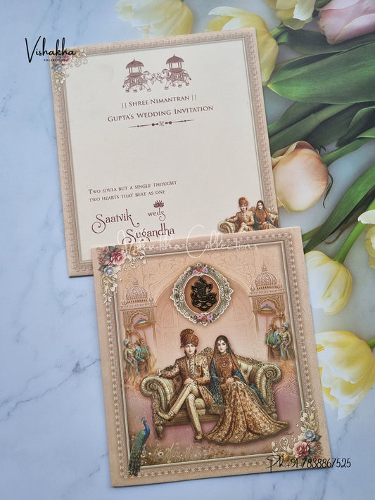 Peacock Dulah Dulhan Hindu Sikh invitation Cards CR-7007