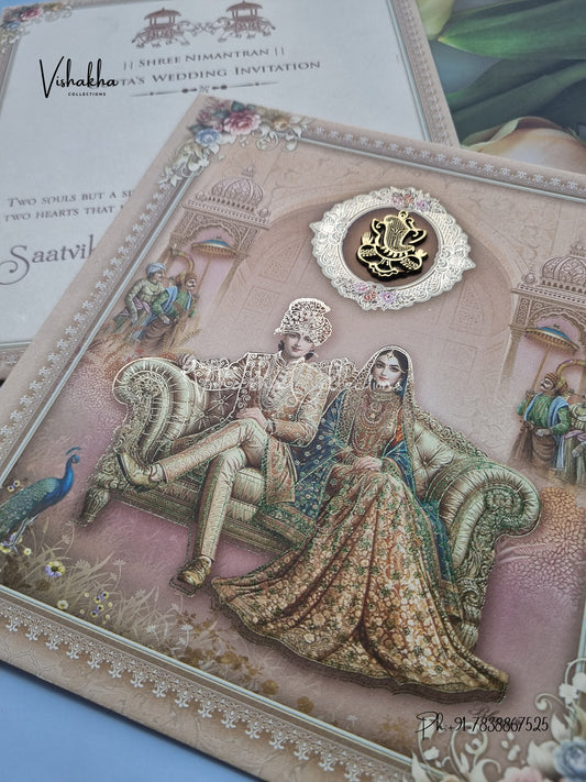 Peacock Dulah Dulhan Hindu Sikh invitation Cards CR-7007