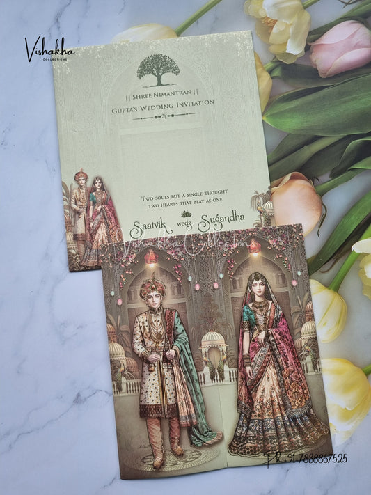 Dulah Dulhan Double Door Hindu Sikh invitation Cards CR-7010