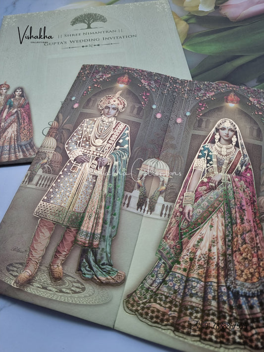 Dulah Dulhan Double Door Hindu Sikh invitation Cards CR-7010