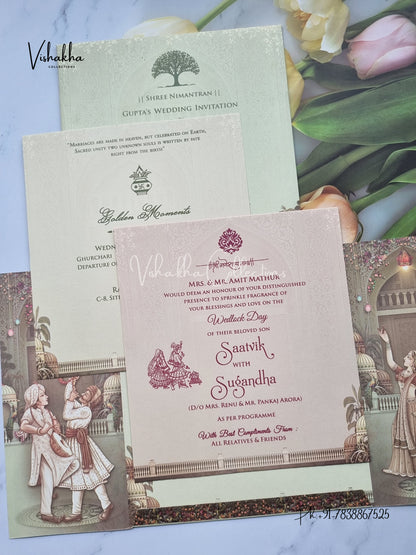Dulah Dulhan Double Door Hindu Sikh invitation Cards CR-7010