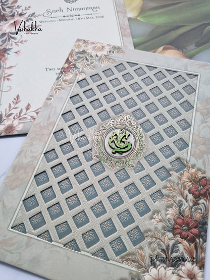 Flower Hindu Muslim Christian Sikh invitation Cards CR-7011