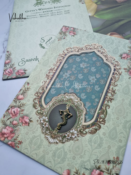 Flower Hindu Muslim Christian Sikh invitation Cards CR-7012