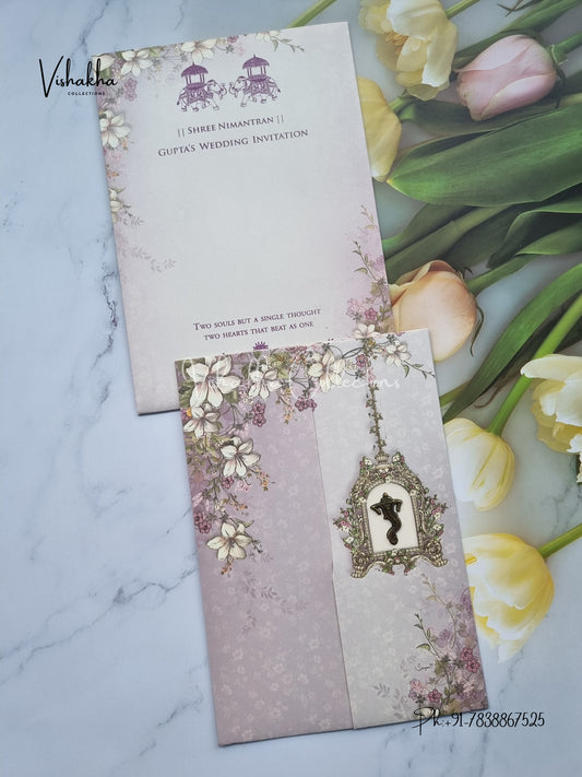 Flower Double Door Hindu Muslim Christian Sikh invitation Cards CR-7015