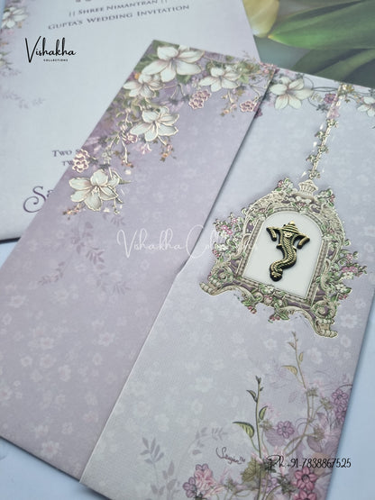 Flower Double Door Hindu Muslim Christian Sikh invitation Cards CR-7015