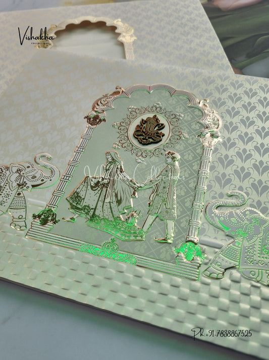 Semi Box Hathi Dulah Dulhan Hindu Sikh invitation Cards CR-701B-1