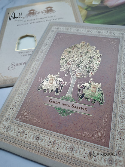 Wisdom Tree Hathi Hindu Sikh invitation Cards CR-7020