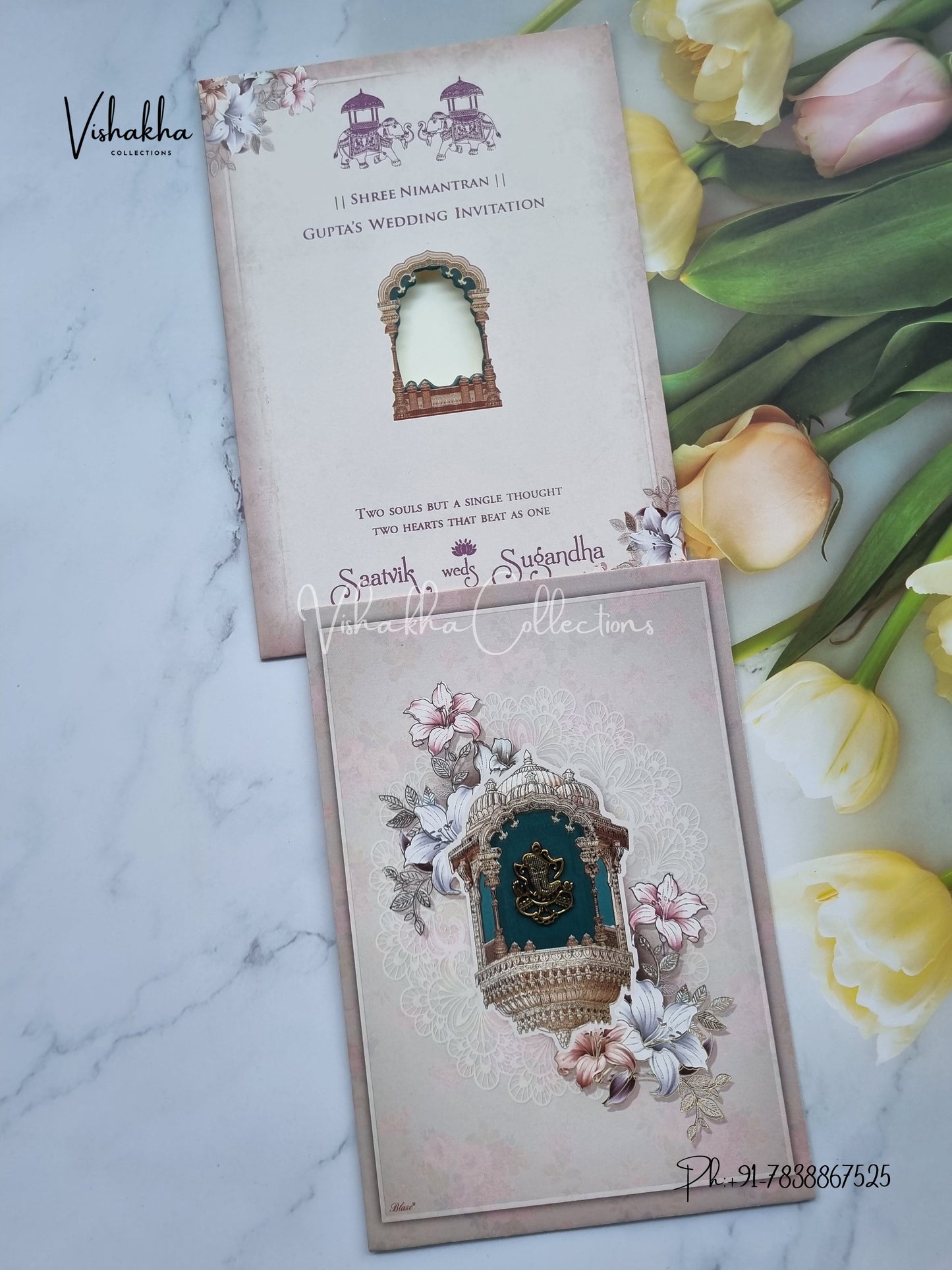 Flower Hindu Muslim Christian Sikh invitation Cards CR-7021