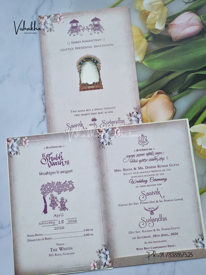 Flower Hindu Muslim Christian Sikh invitation Cards CR-7021