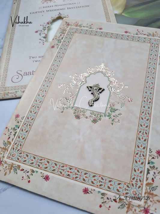 Flower Hindu Muslim Christian Sikh invitation Cards CR-7022