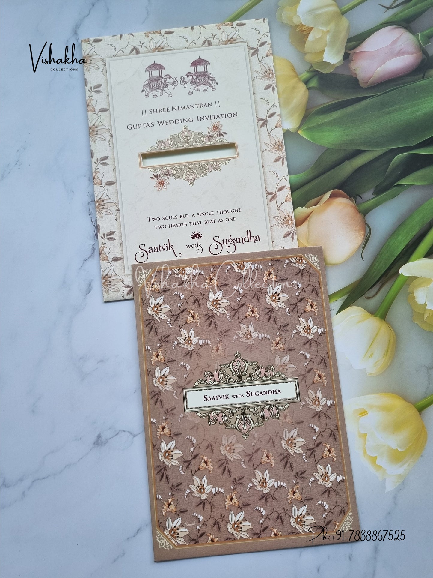 Flower Hindu Muslim Christian Sikh invitation Cards CR-7023