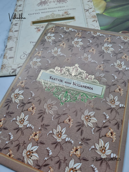 Flower Hindu Muslim Christian Sikh invitation Cards CR-7023