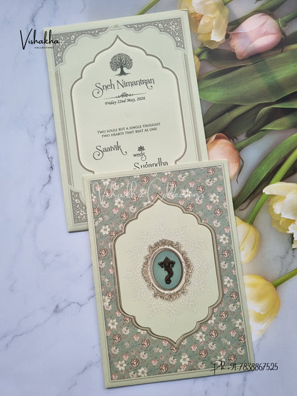 Flower Hindu Muslim Christian Sikh invitation Cards CR-7025