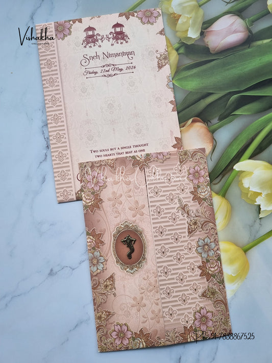 Flower Hindu Muslim Christian Sikh invitation Cards CR-7026