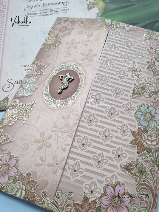 Flower Hindu Muslim Christian Sikh invitation Cards CR-7026