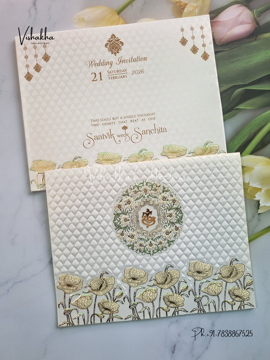 Semi Box Ganesh Ji Hindu Sikh invitation Cards CR-702C-1