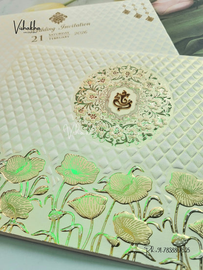 Semi Box Ganesh Ji Hindu Sikh invitation Cards CR-702C-1
