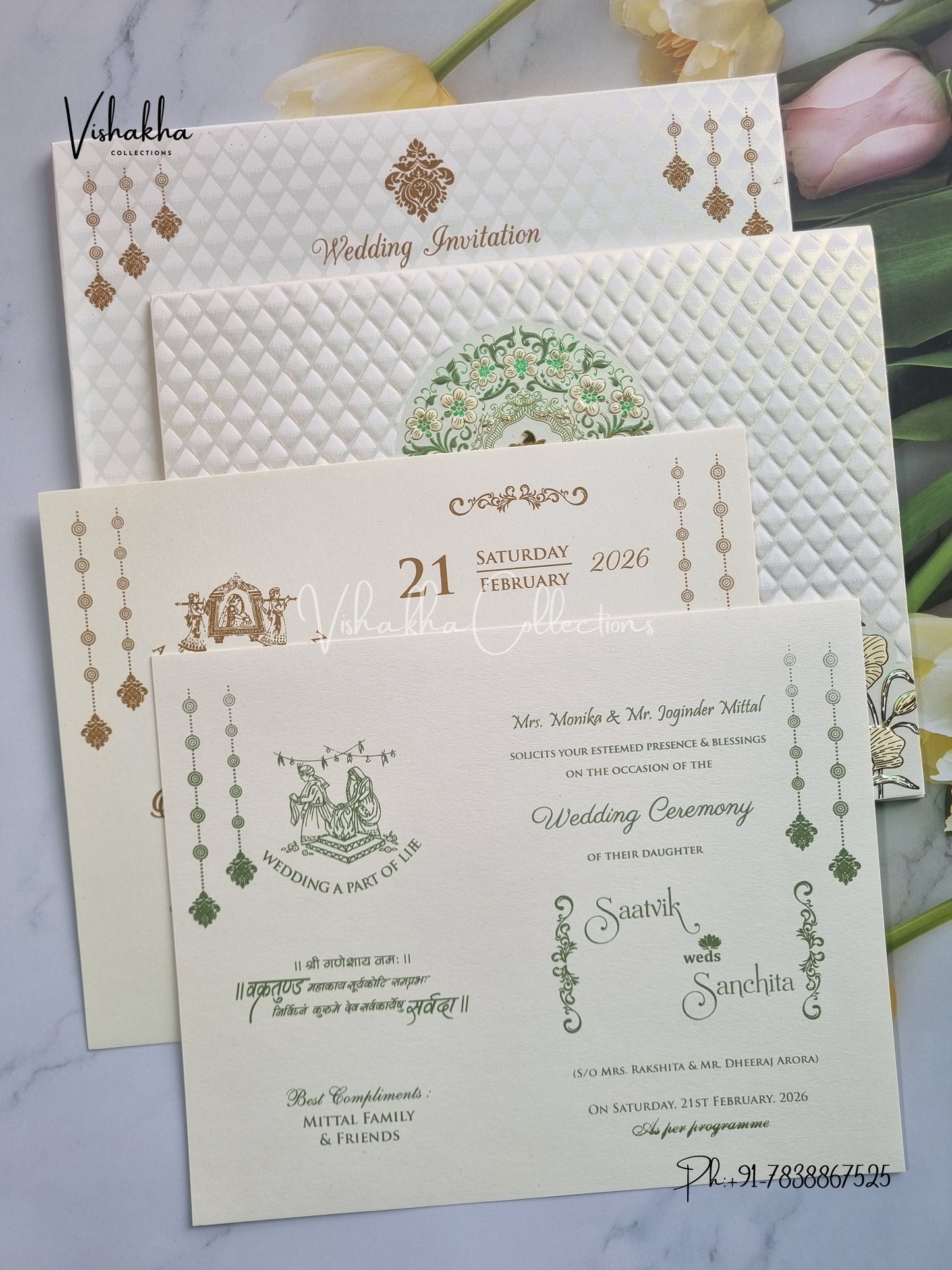 Semi Box Ganesh Ji Hindu Sikh invitation Cards CR-702C-1