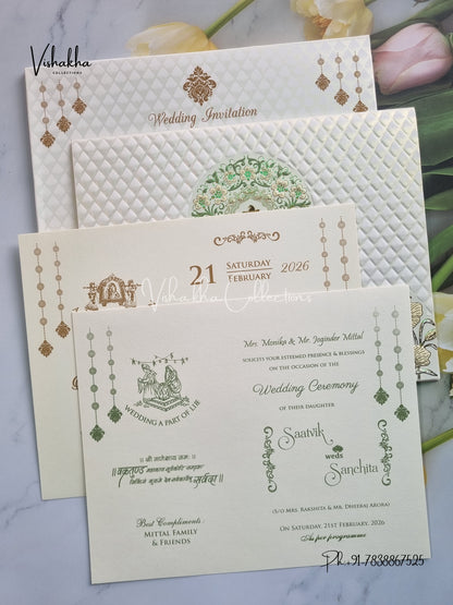 Semi Box Ganesh Ji Hindu Sikh invitation Cards CR-702C-1