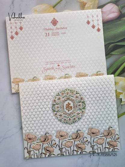 Semi Box Ganesh Ji Hindu Sikh invitation Cards CR-702P-1