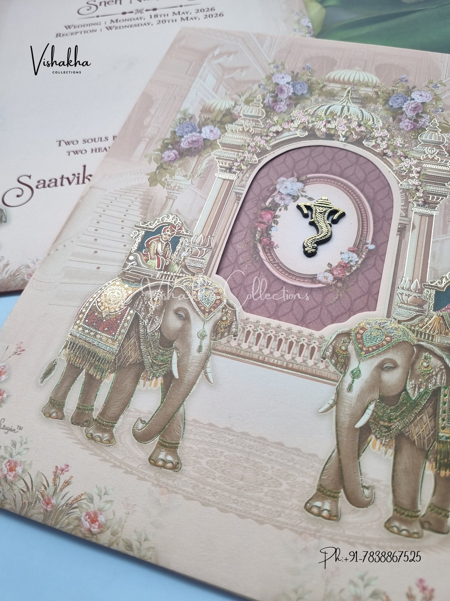 Hathi Dulah Dulhan Hindu Sikh invitation Cards CR-7030