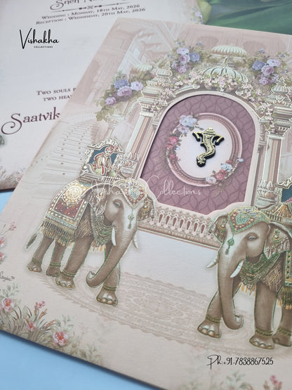 Hathi Dulah Dulhan Hindu Sikh invitation Cards CR-7030