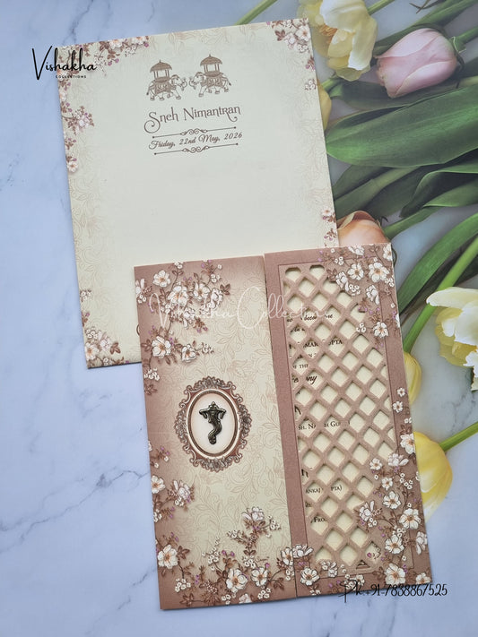 Flower Hindu Muslim Christian Sikh invitation Cards CR-7032