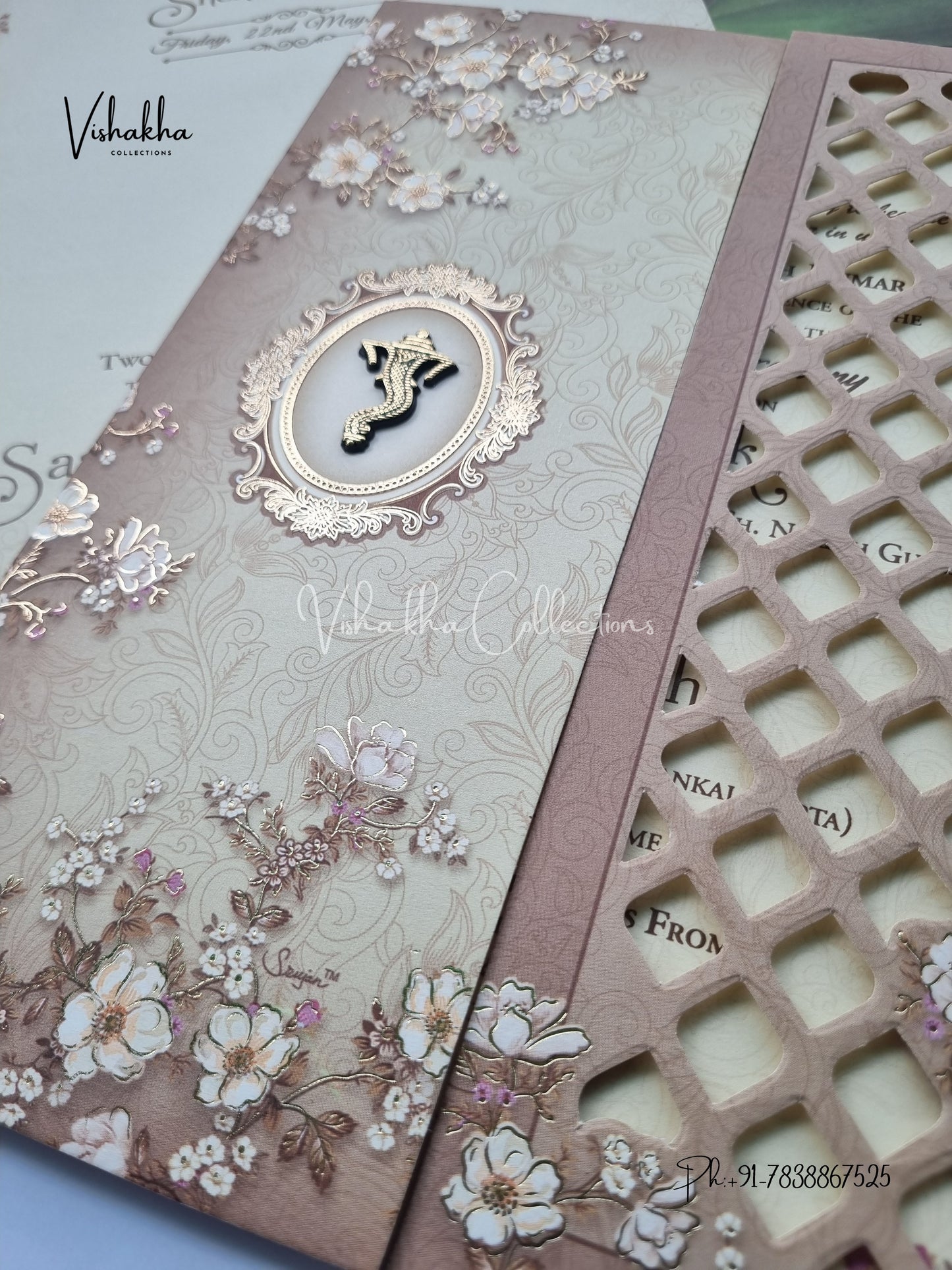 Flower Hindu Muslim Christian Sikh invitation Cards CR-7032