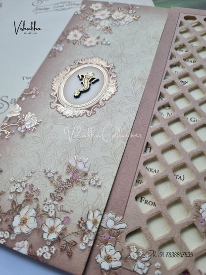 Flower Hindu Muslim Christian Sikh invitation Cards CR-7032