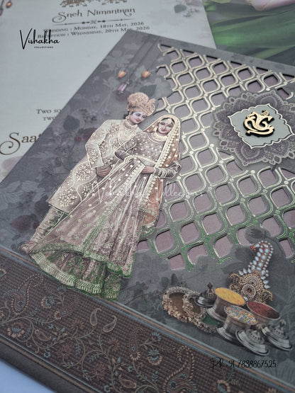 Dulah Dulhan Hindu Sikh invitation Cards CR-7034