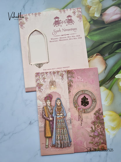 Dulah Dulhan Double Door Hindu Sikh invitation Cards CR-7037