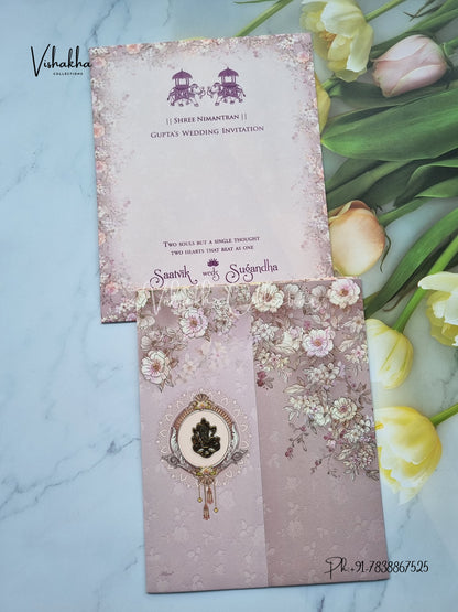 Flower Hindu Muslim Christian Sikh invitation Cards CR-7038