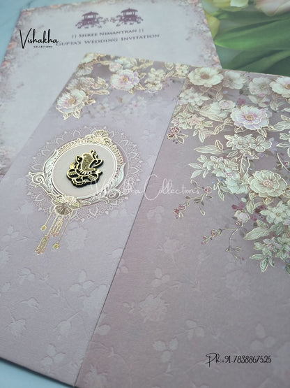 Flower Hindu Muslim Christian Sikh invitation Cards CR-7038