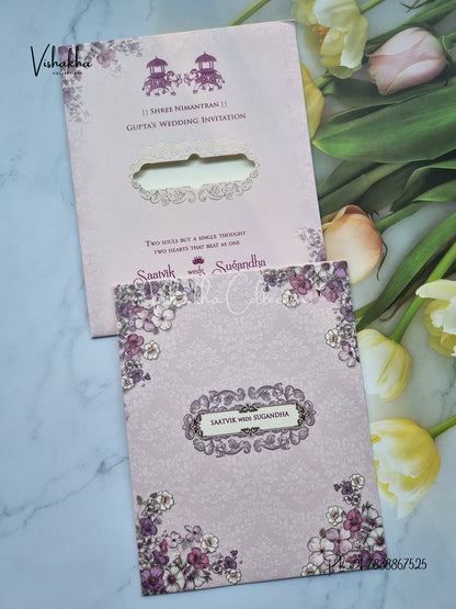 Flower Hindu Muslim Christian Sikh invitation Cards CR-7039