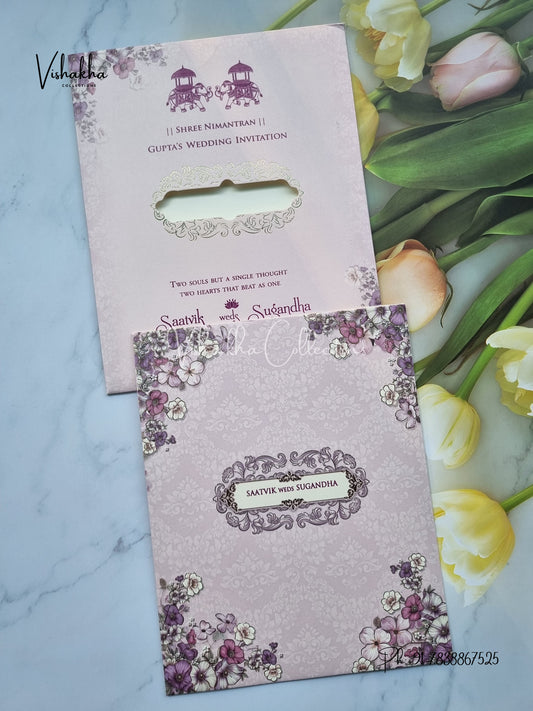 Flower Hindu Muslim Christian Sikh invitation Cards CR-7039