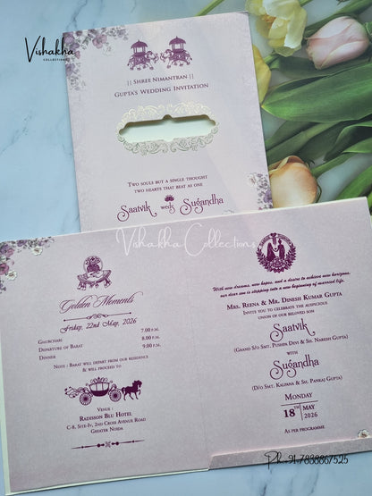 Flower Hindu Muslim Christian Sikh invitation Cards CR-7039