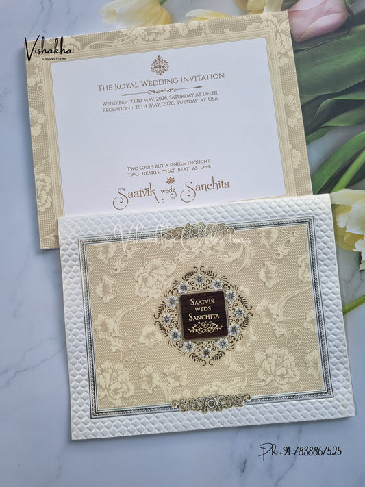 Semi Box Hindu Muslim Christian Sikh invitation Cards CR-703C