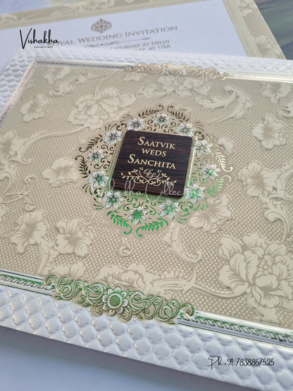 Semi Box Hindu Muslim Christian Sikh invitation Cards CR-703C