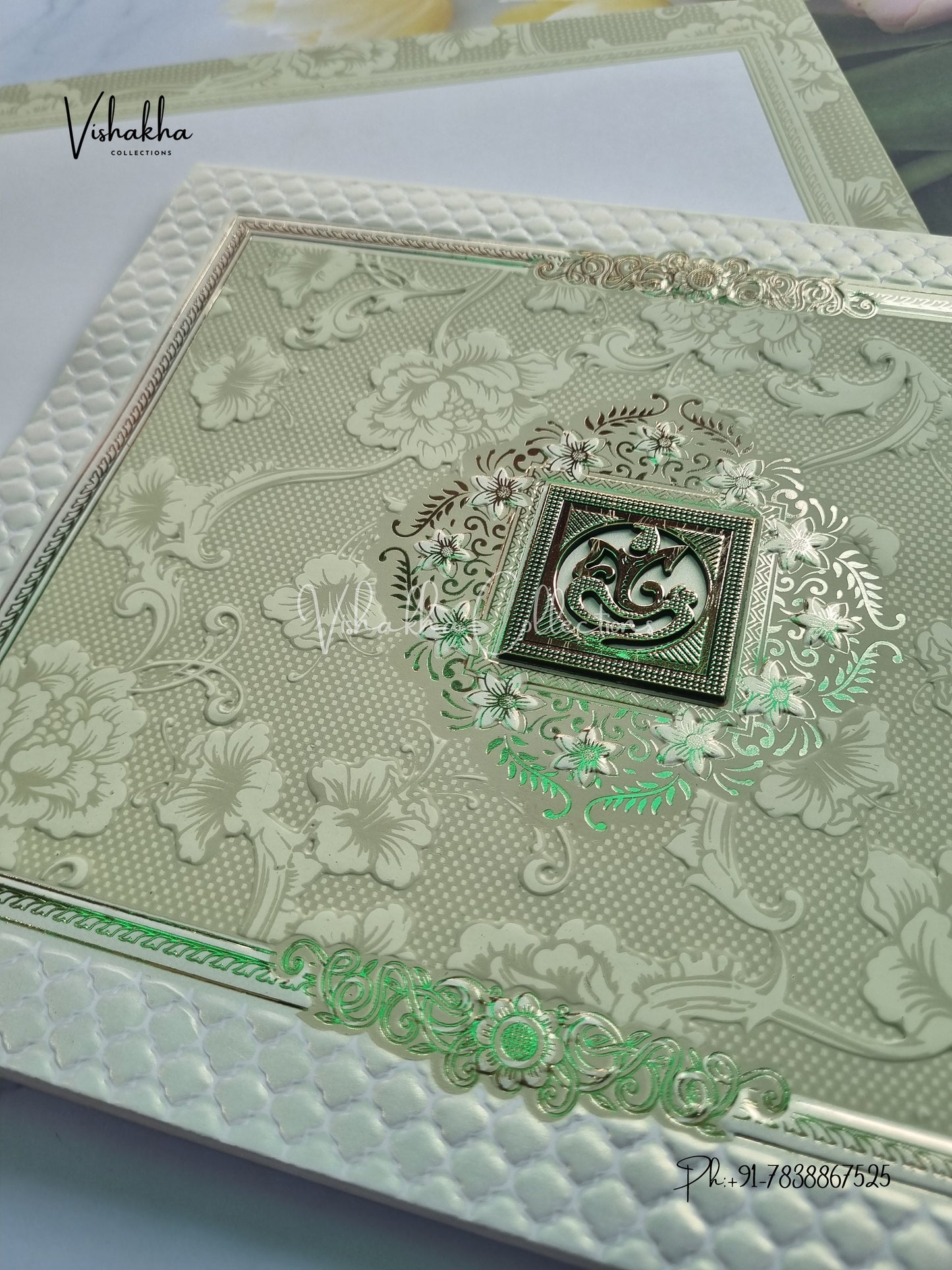 Semi Box Ganesh Ji Hindu Sikh invitation Cards CR-703G