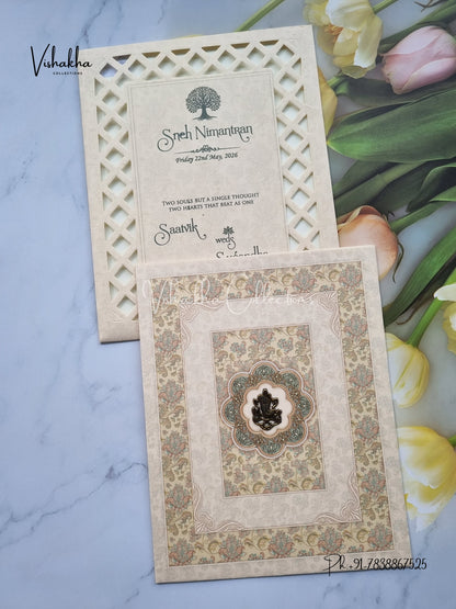 Flower Hindu Muslim Christian Sikh invitation Cards CR-7040