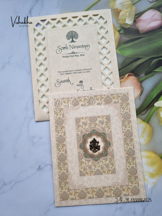 Flower Hindu Muslim Christian Sikh invitation Cards CR-7040