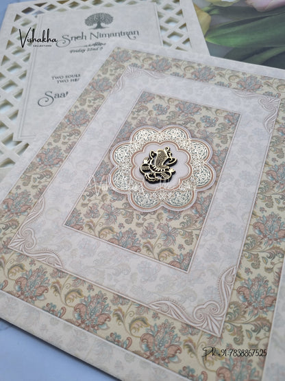 Flower Hindu Muslim Christian Sikh invitation Cards CR-7040