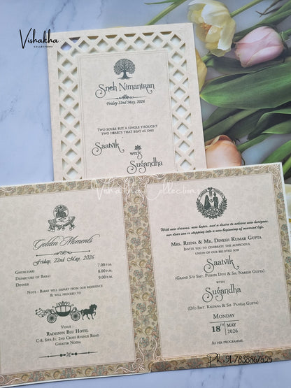 Flower Hindu Muslim Christian Sikh invitation Cards CR-7040