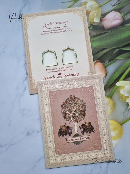 Wisdom Tree Hathi Hindu Sikh invitation Cards CR-7041