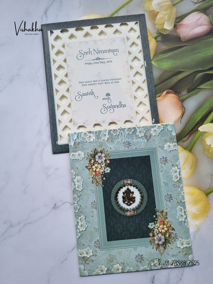 Flower Hindu Muslim Christian Sikh invitation Cards CR-7043