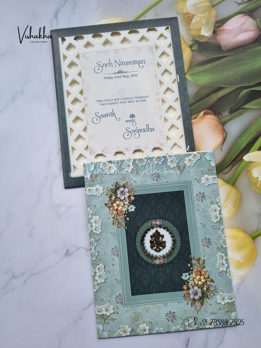 Flower Hindu Muslim Christian Sikh invitation Cards CR-7043