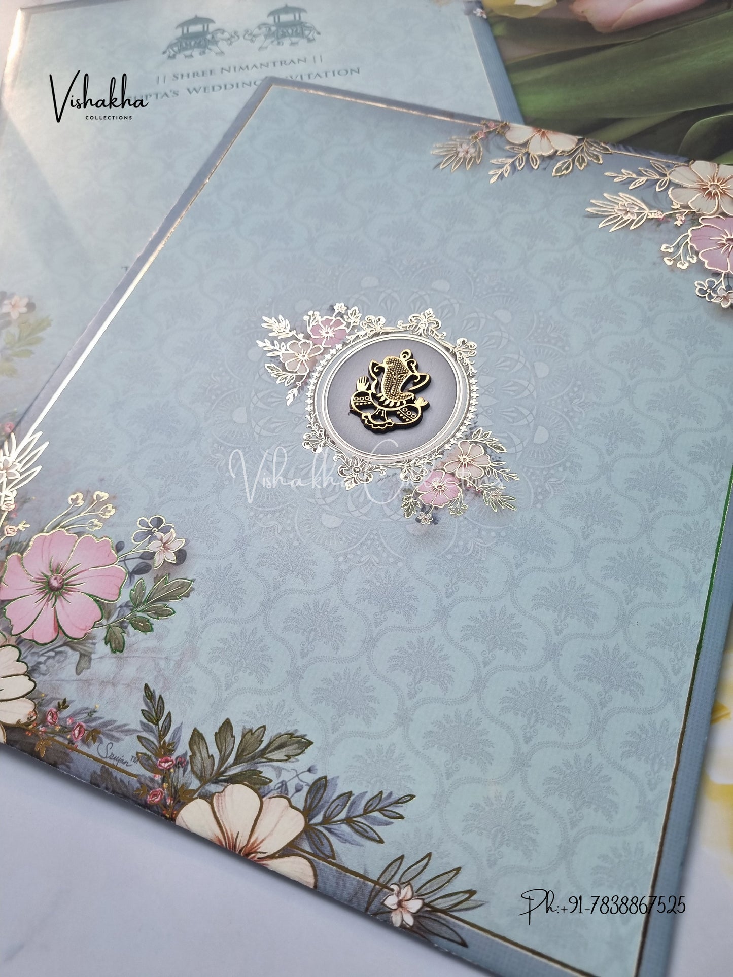 Flower Hindu Muslim Christian Sikh invitation Cards CR-7046