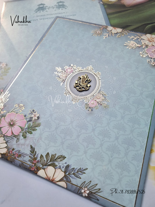 Flower Hindu Muslim Christian Sikh invitation Cards CR-7046