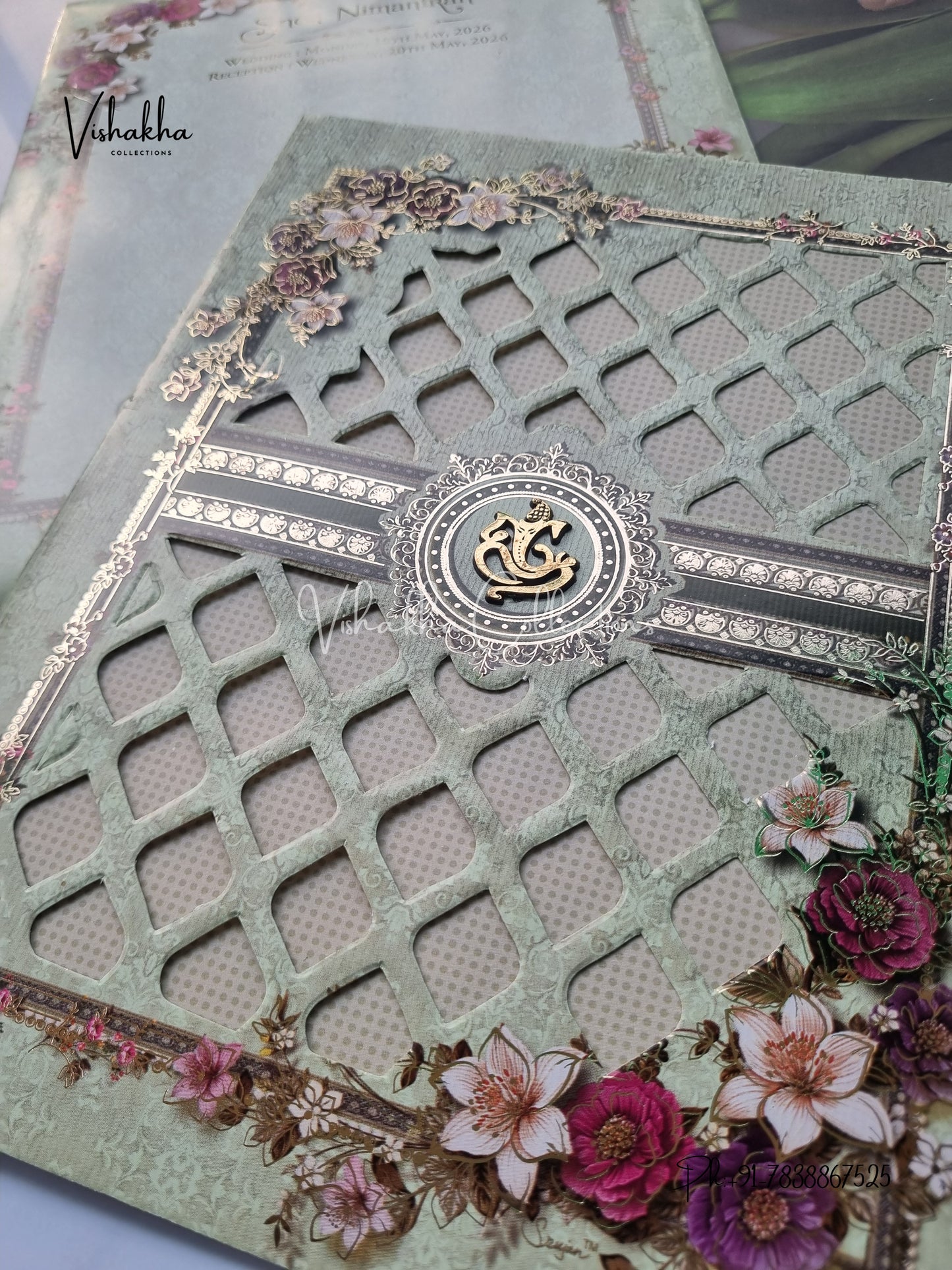 Flower Hindu Muslim Christian Sikh invitation Cards CR-7047